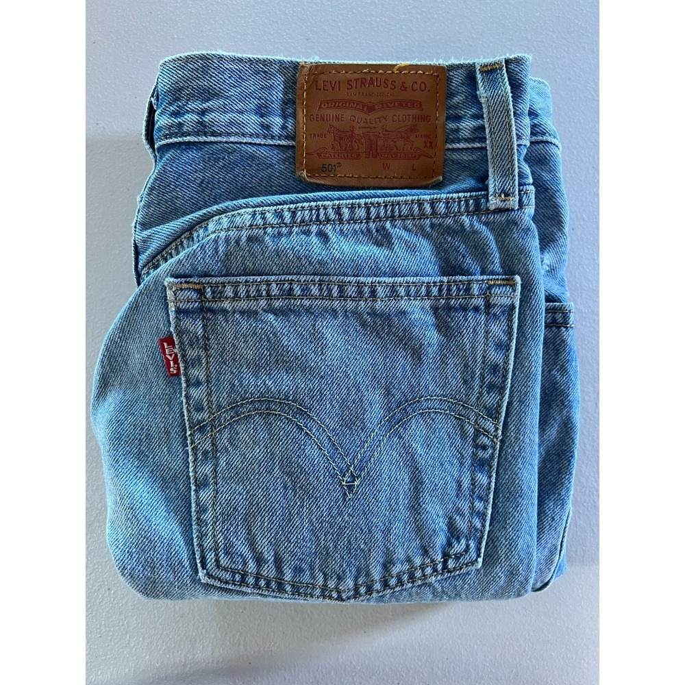 Levis Premium 501 Womens Jeans 27x30 (fits 26x29) Light Wash Distressed Ripped